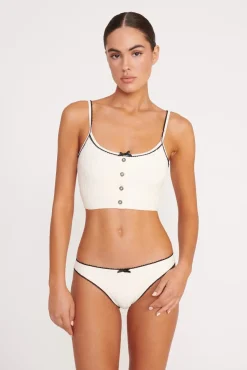 ABBY SWIM TOP IVORY BLACK