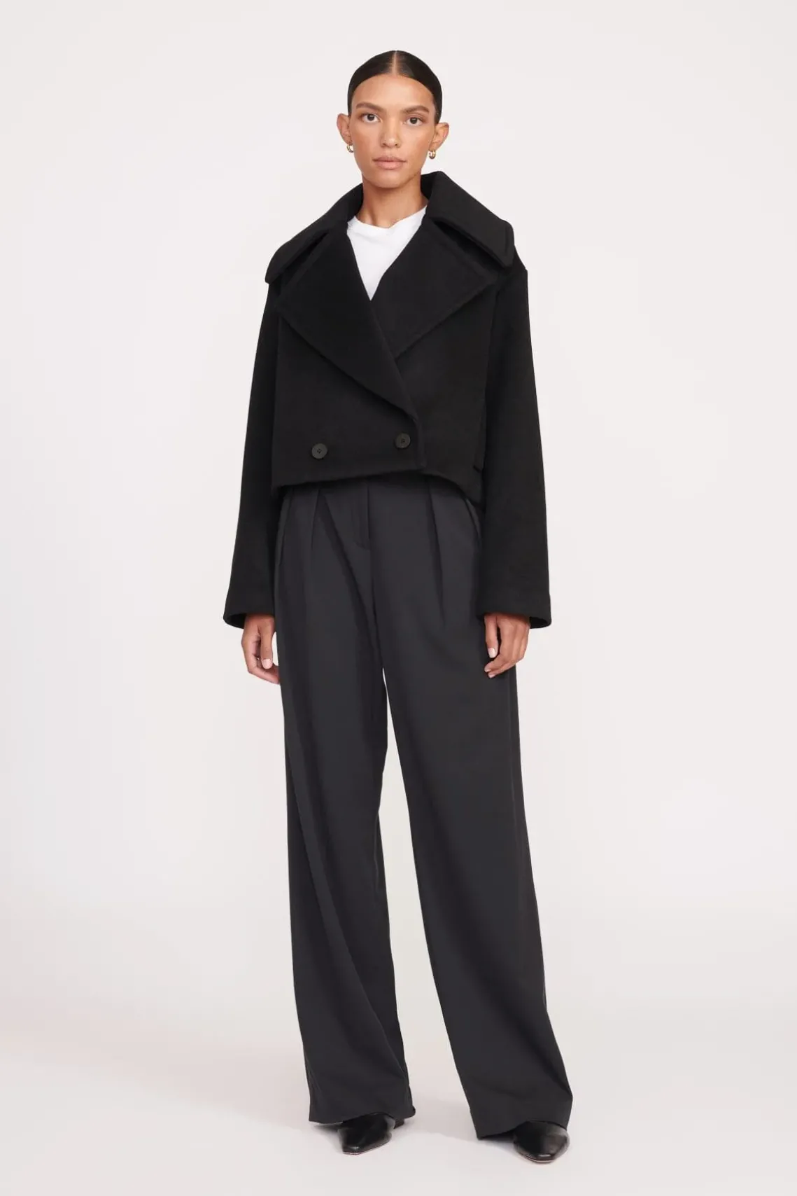 CARVER CROPPED COAT BLACK