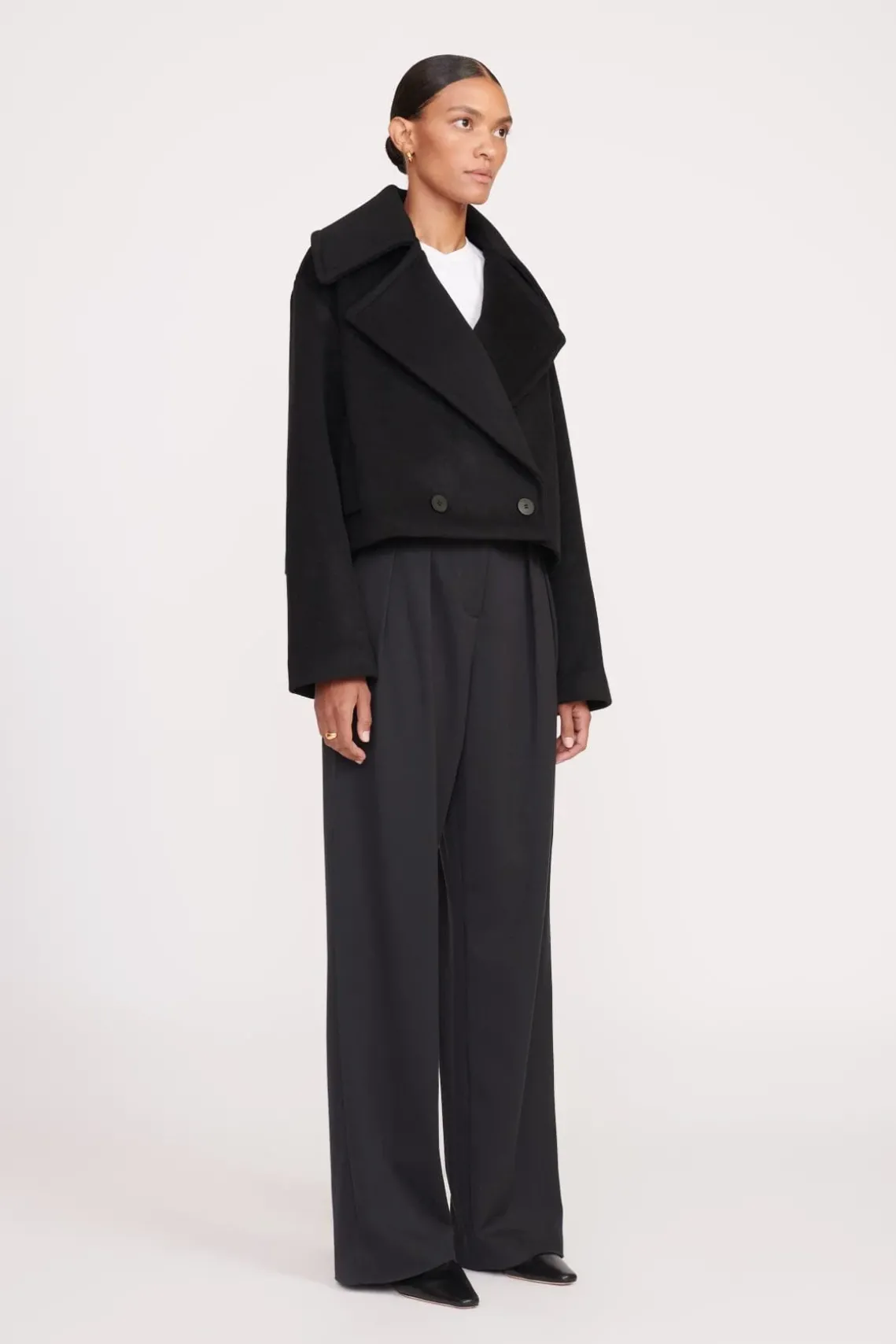 CARVER CROPPED COAT BLACK