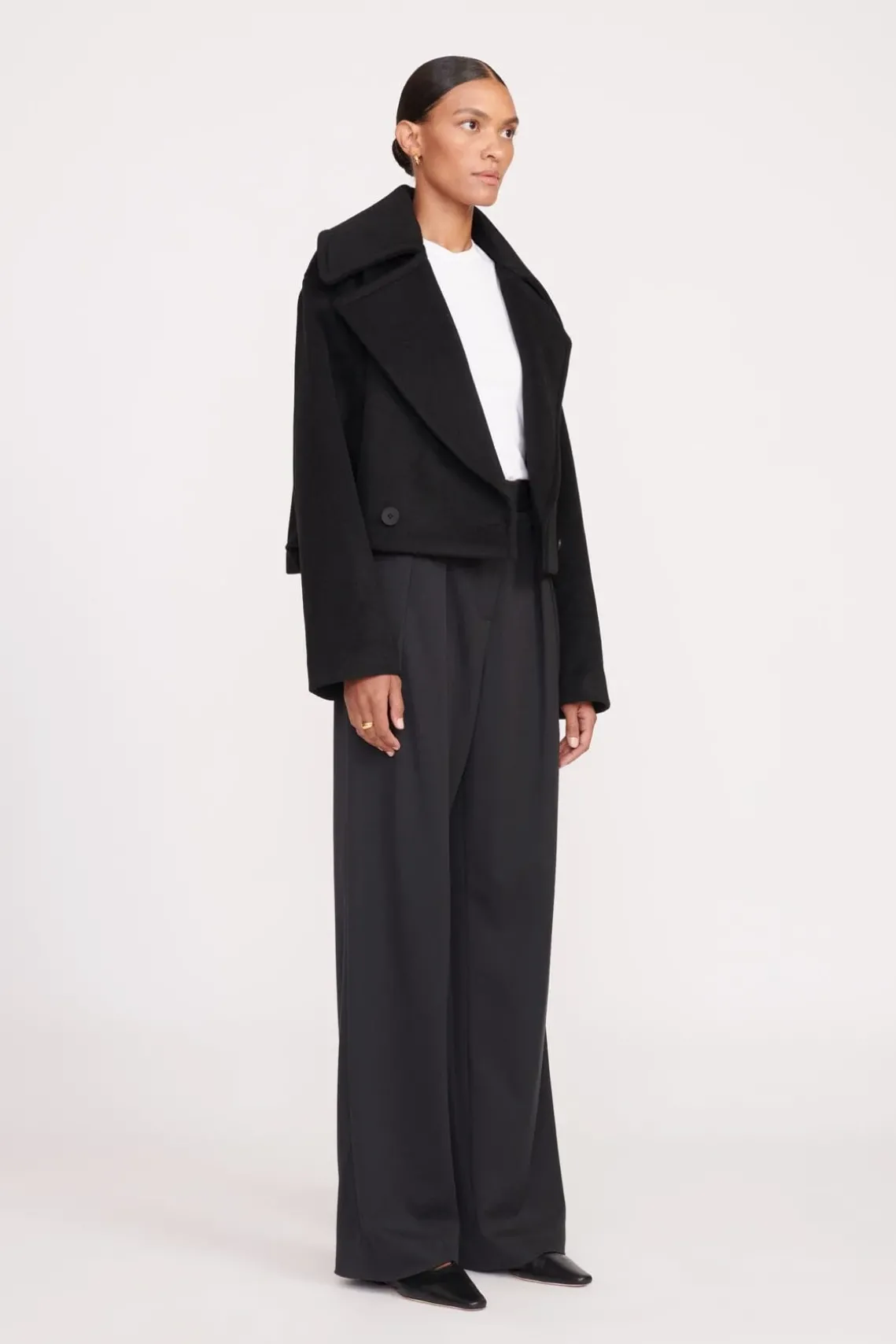 CARVER CROPPED COAT BLACK