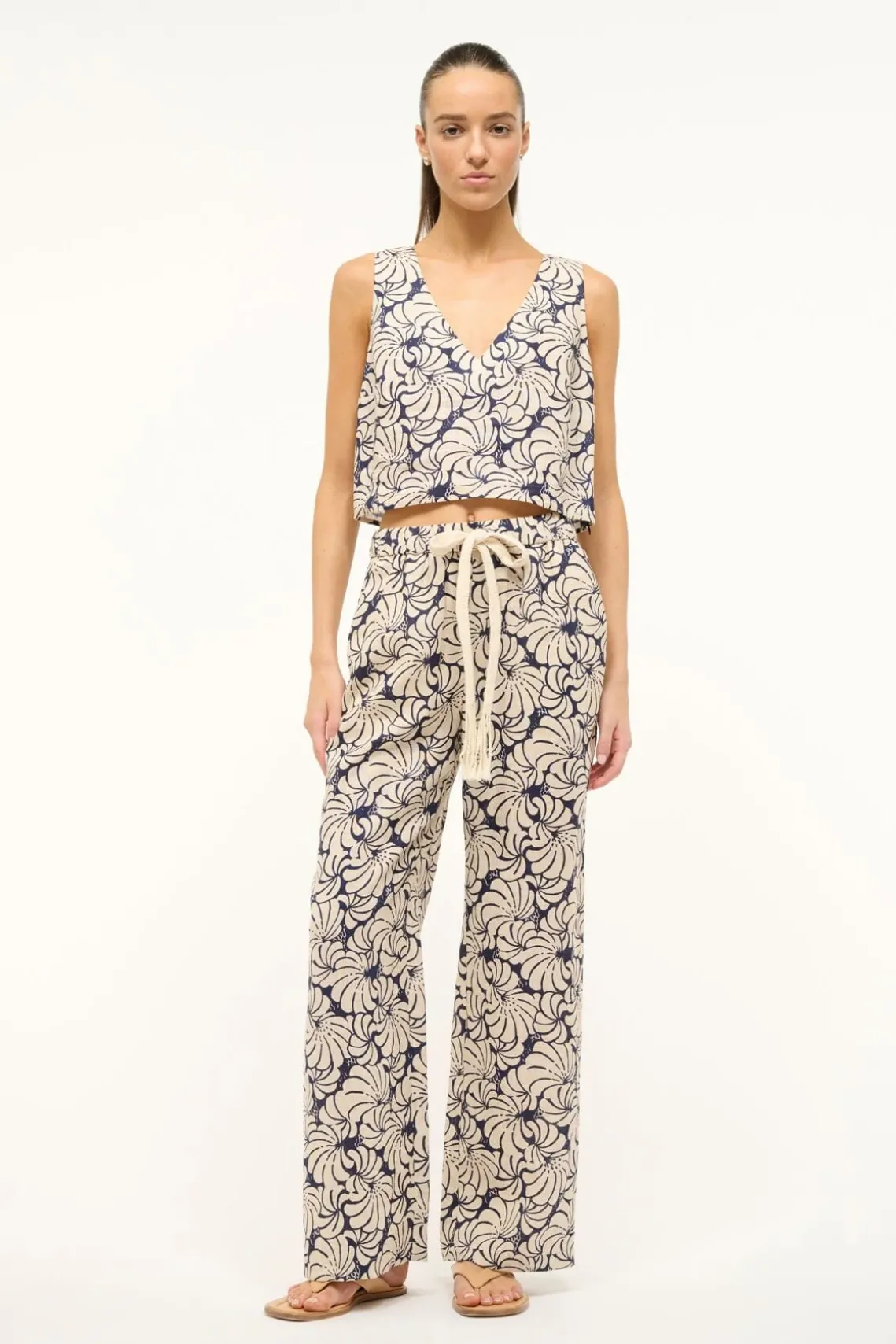 CATANIA TOP NAVY SCALLOP BLOCK PRINT
