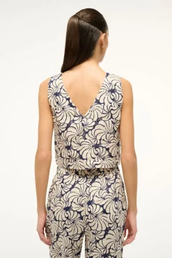 CATANIA TOP NAVY SCALLOP BLOCK PRINT