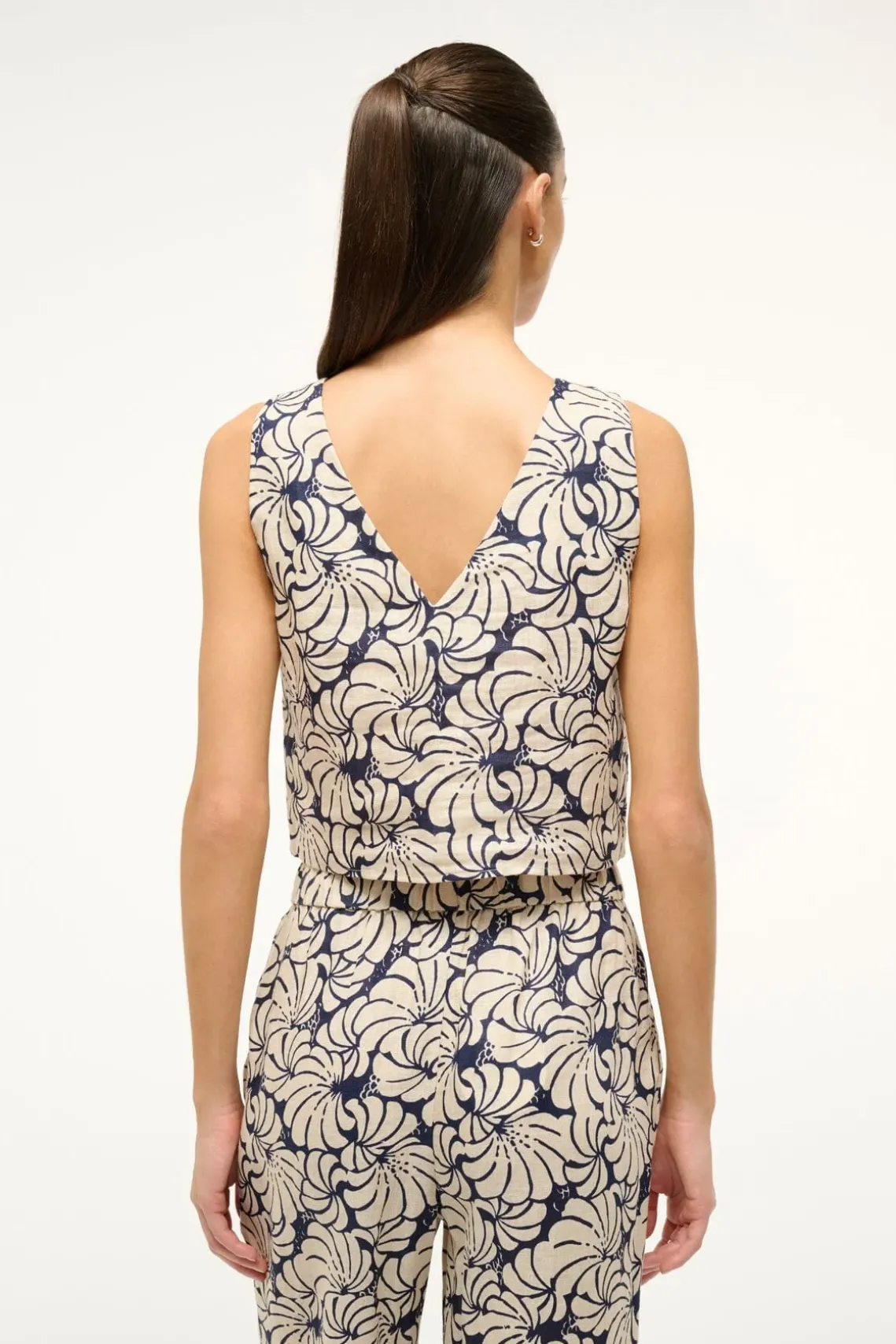 CATANIA TOP NAVY SCALLOP BLOCK PRINT