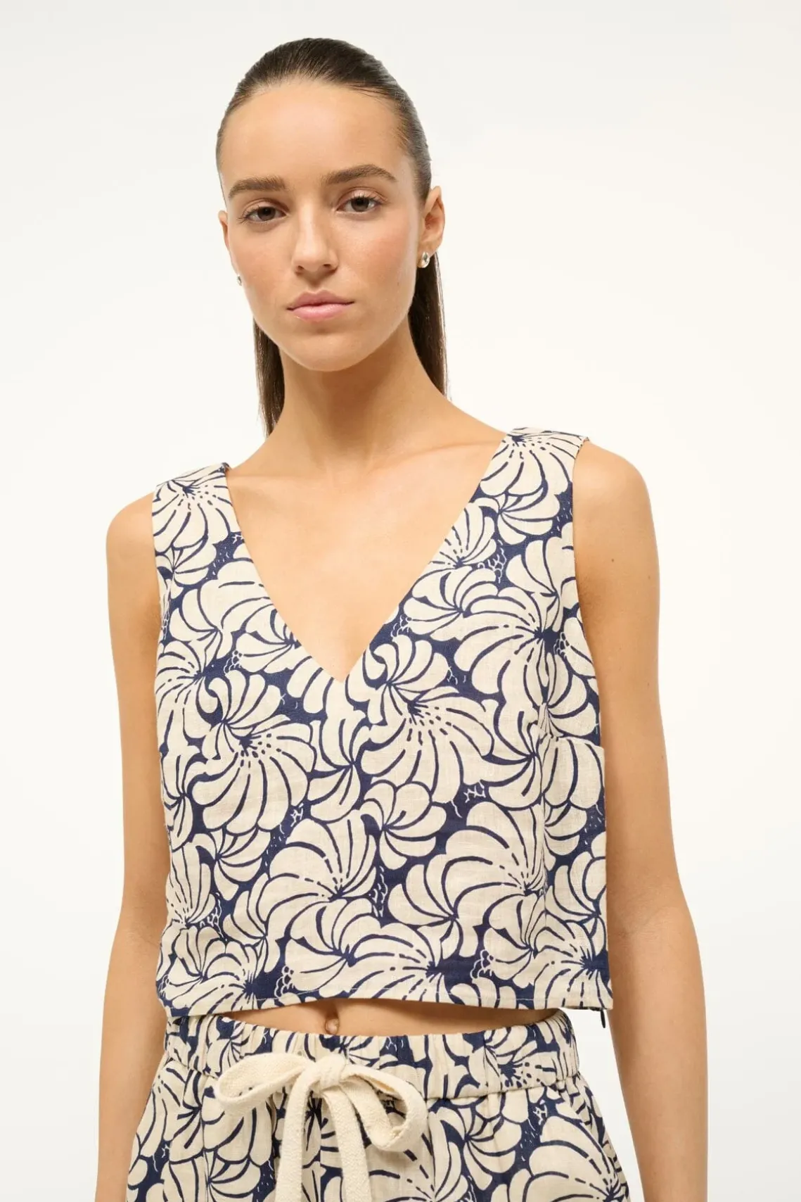 CATANIA TOP NAVY SCALLOP BLOCK PRINT