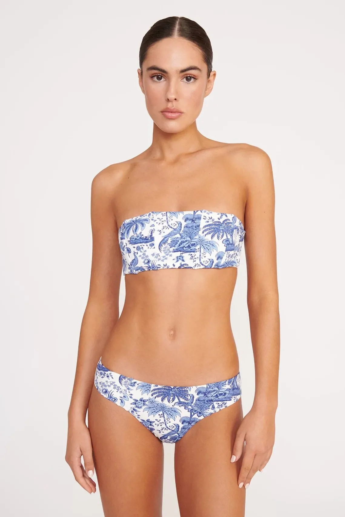 CORSAGE BIKINI BOTTOM BLUE TOILE