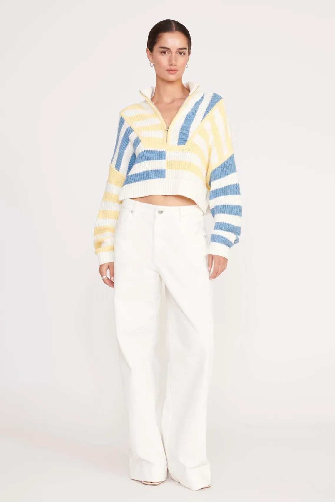 CROPPED HAMPTON SWEATER BUTTERCUP SEASHORE STRIPE