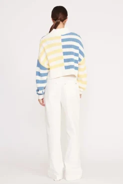 CROPPED HAMPTON SWEATER BUTTERCUP SEASHORE STRIPE