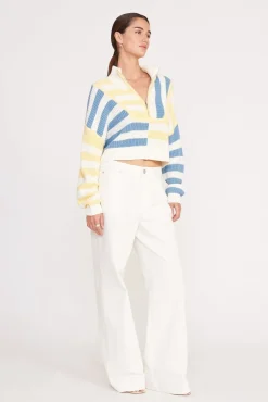 CROPPED HAMPTON SWEATER BUTTERCUP SEASHORE STRIPE