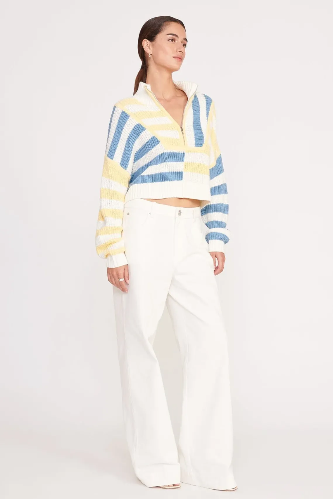 CROPPED HAMPTON SWEATER BUTTERCUP SEASHORE STRIPE