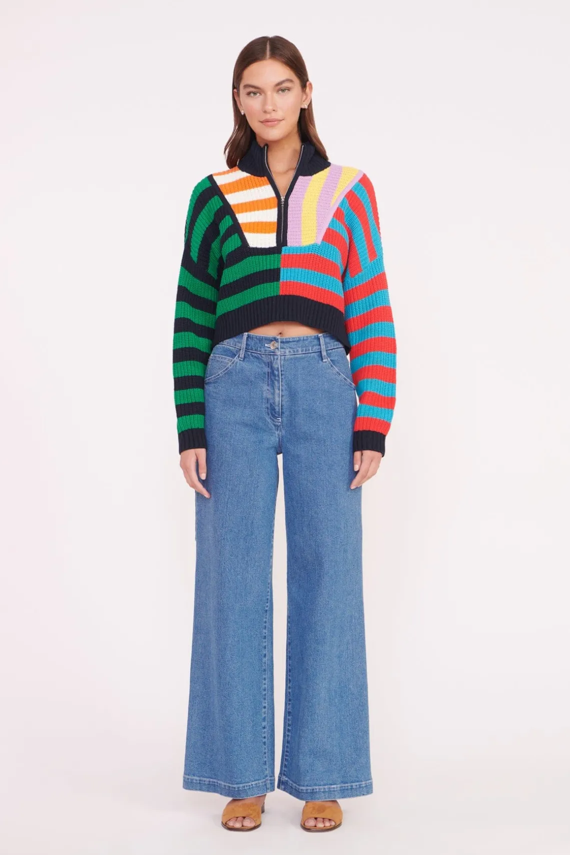CROPPED HAMPTON SWEATER CABANA STRIPE MULTI