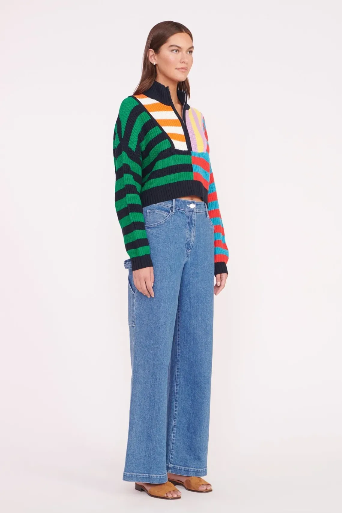 CROPPED HAMPTON SWEATER CABANA STRIPE MULTI