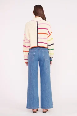 CROPPED HAMPTON SWEATER CREAM RAINBOW MULTI