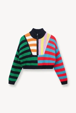CROPPED HAMPTON SWEATER CABANA STRIPE MULTI