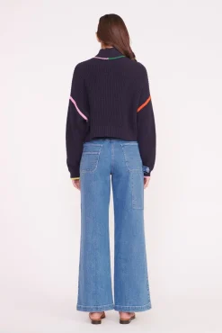 CROPPED HAMPTON SWEATER NAVY MULTI