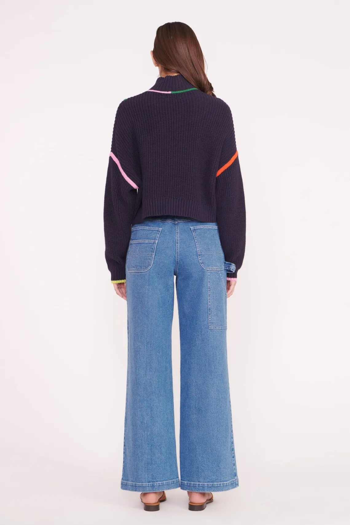 CROPPED HAMPTON SWEATER NAVY MULTI