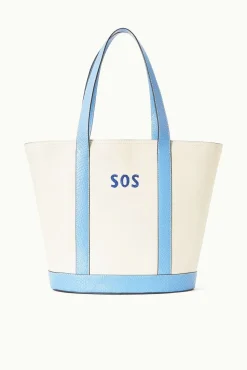 CUSTOM MONOGRAM ALLORA TOTE CREAM STAUD BLUE