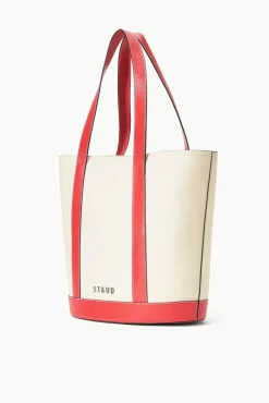 CUSTOM MONOGRAM ALLORA TOTE  CREAM RED ROSE
