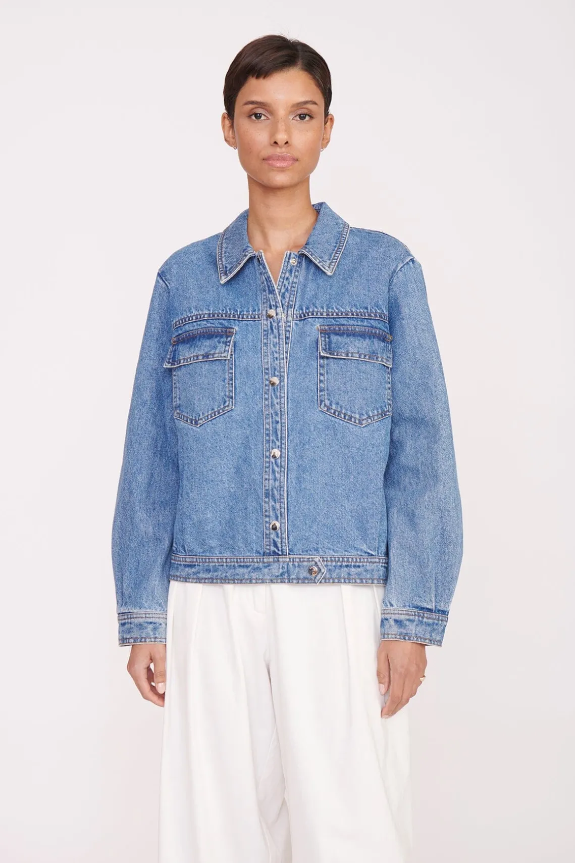 CUSTOM STAUD x C.BONZ OVERSIZED RYAN DENIM JACKET MEDIUM WASH