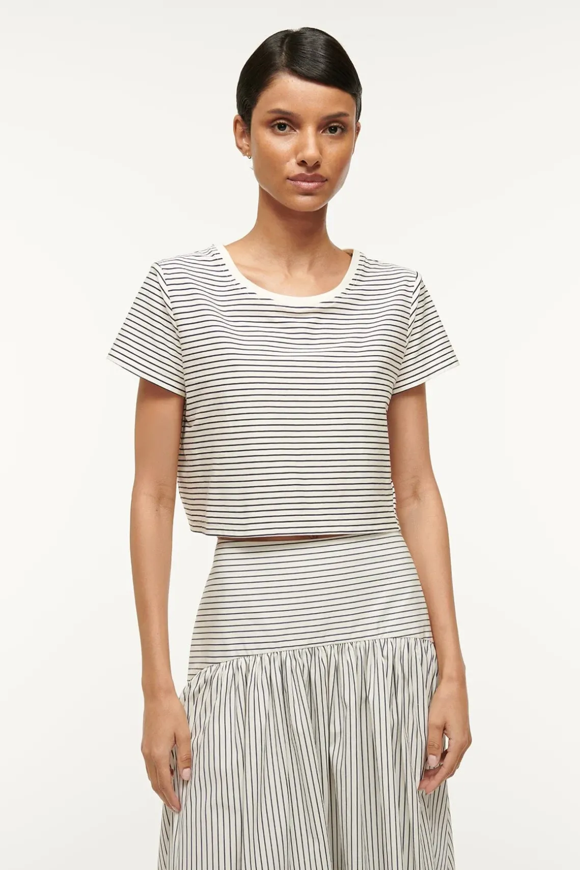 DEAN T-SHIRT IVORY MICRO STRIPE