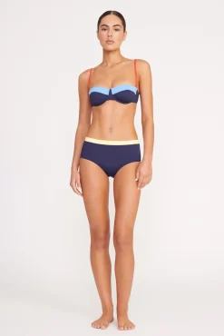 DEVON HIGH RISE BIKINI BOTTOM NAVY COLORBLOCK