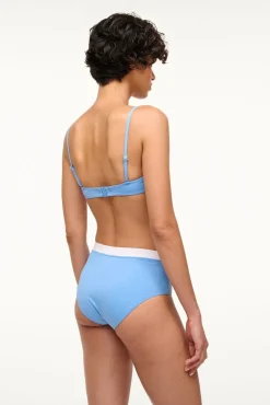 DEVON HIGH RISE BIKINI BOTTOM AZURE WHITE
