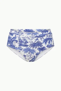 DEVON HIGH RISE BIKINI BOTTOM BLUE TOILE