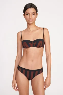 GEMMA BIKINI BOTTOM BLACK TAN SEASHORE STRIPE