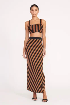 GIOVANNI SKIRT BLACK TAN SEASHORE STRIPE