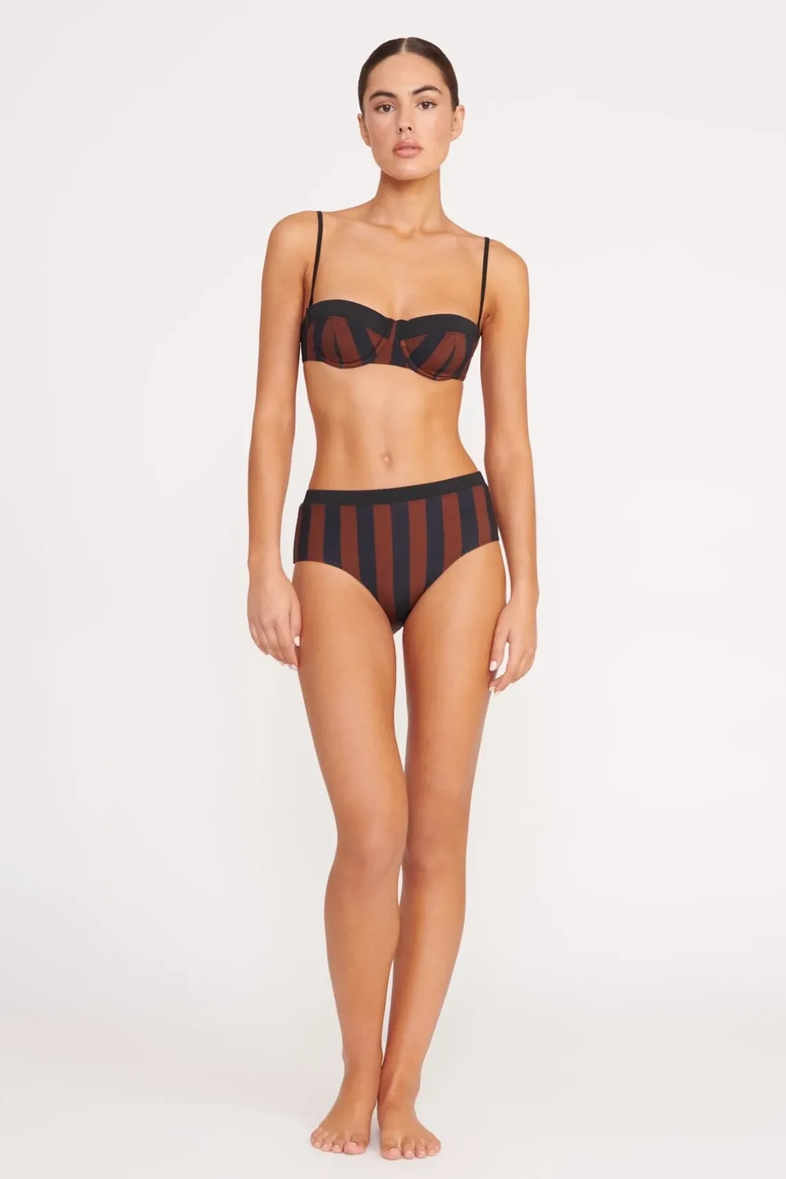 JO BALCONETTE BIKINI TOP BLACK TAN SEASHORE STRIPE