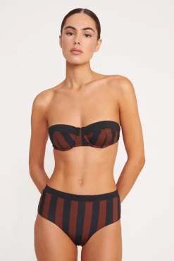 JO BALCONETTE BIKINI TOP BLACK TAN SEASHORE STRIPE