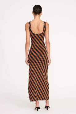 KATIE DRESS BLACK TAN SEASHORE STRIPE