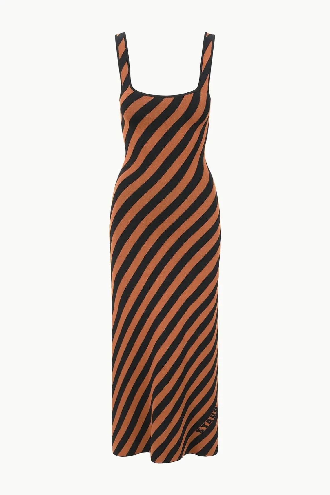 KATIE DRESS BLACK TAN SEASHORE STRIPE