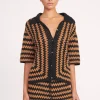 MABEL TOP  BLACK TAN SEASHORE STRIPE
