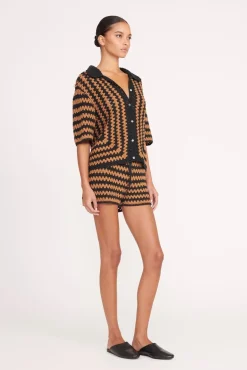 MABEL TOP  BLACK TAN SEASHORE STRIPE