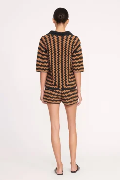 MABEL TOP  BLACK TAN SEASHORE STRIPE