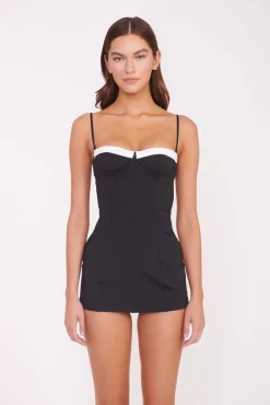 MAEVE SWIM DRESS BLACK WHITE