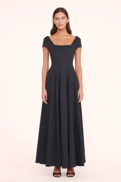 MAXI SHORT SLEEVE WELLS DRESS BLACK