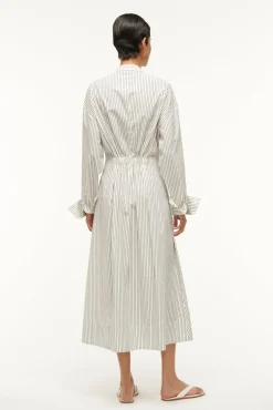 MIDI LORENZA DRESS IVORY MICRO STRIPE