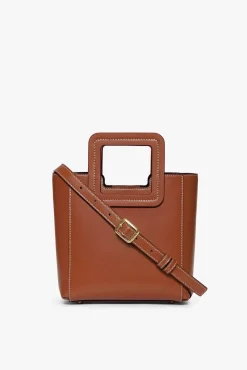 MINI SHIRLEY LEATHER BAG  SADDLE