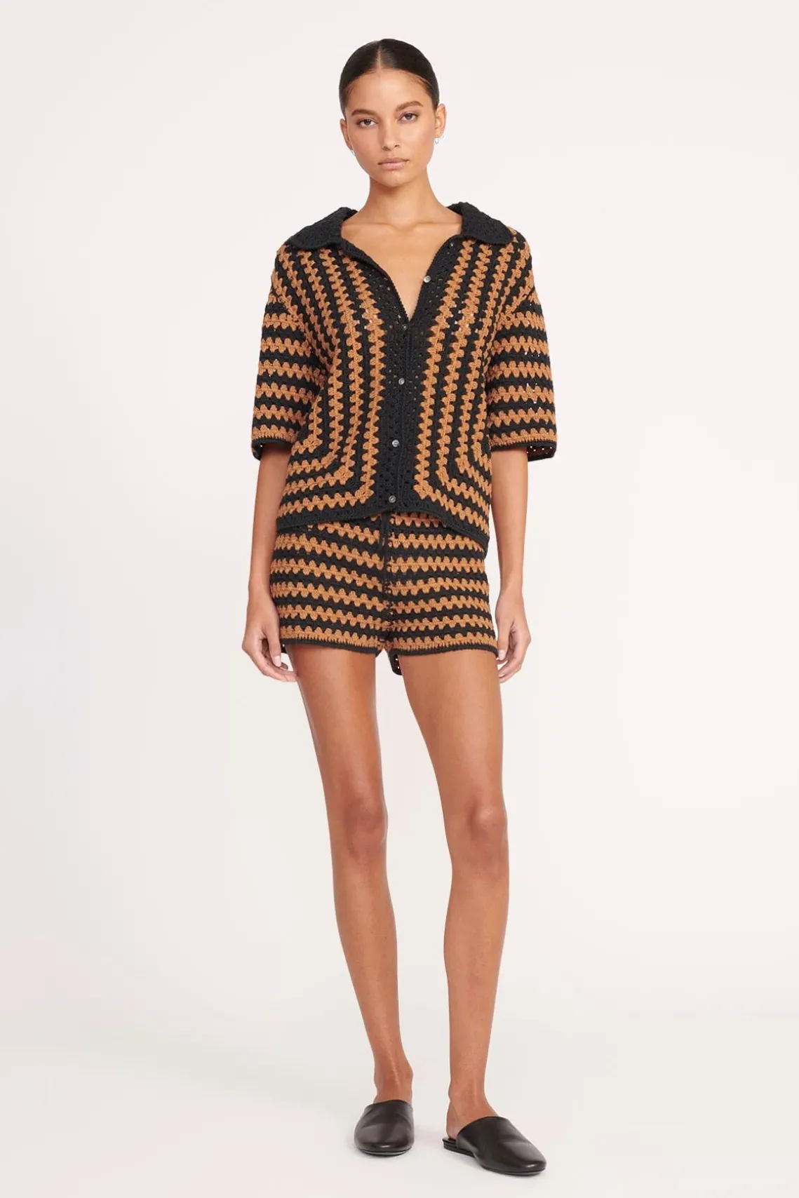 SAMARA SHORT BLACK TAN SEASHORE STRIPE