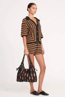 SAMARA SHORT BLACK TAN SEASHORE STRIPE