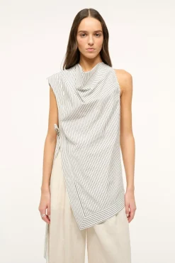SAWYER TOP  IVORY MICRO STRIPE