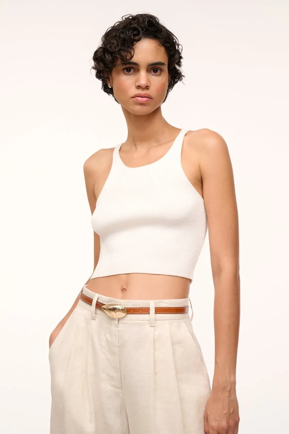 SHELL BUCKLE BELT TAN