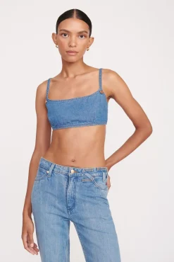 STAUD + WRANGLER THE JEAN BIKINI TOP MID BLUE