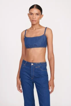 STAUD + WRANGLER THE JEAN BIKINI TOP DARK RINSE