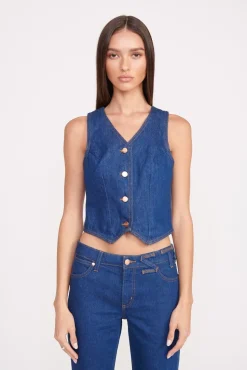 STAUD + WRANGLER THE VEST DARK RINSE