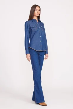 STAUD + WRANGLER THE WESTERN SHIRT DARK RINSE