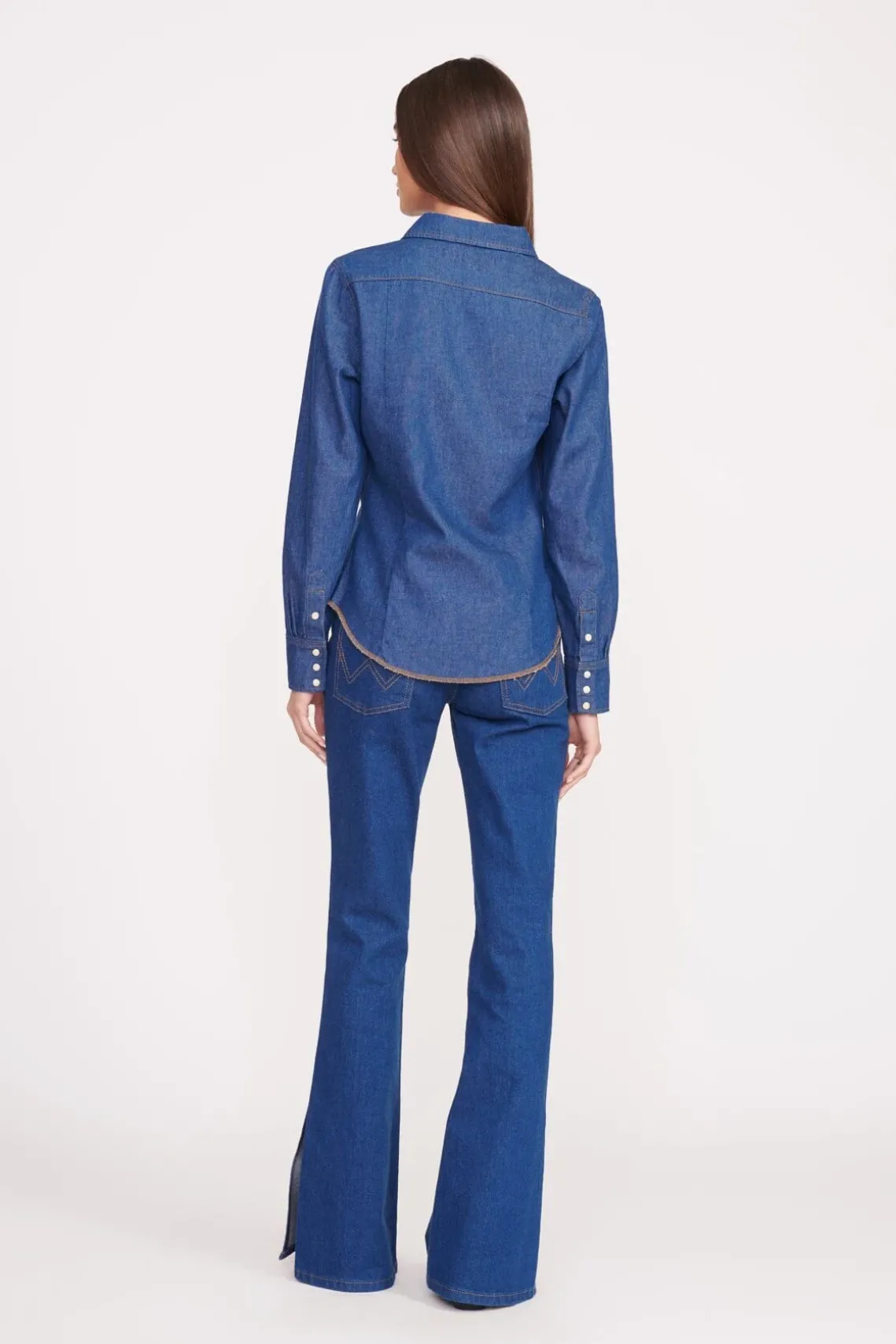 STAUD + WRANGLER THE WESTERN SHIRT DARK RINSE
