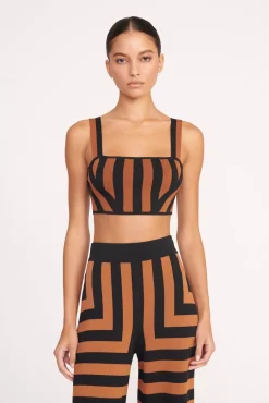 ZOLA TOP BLACK TAN SEASHORE STRIPE