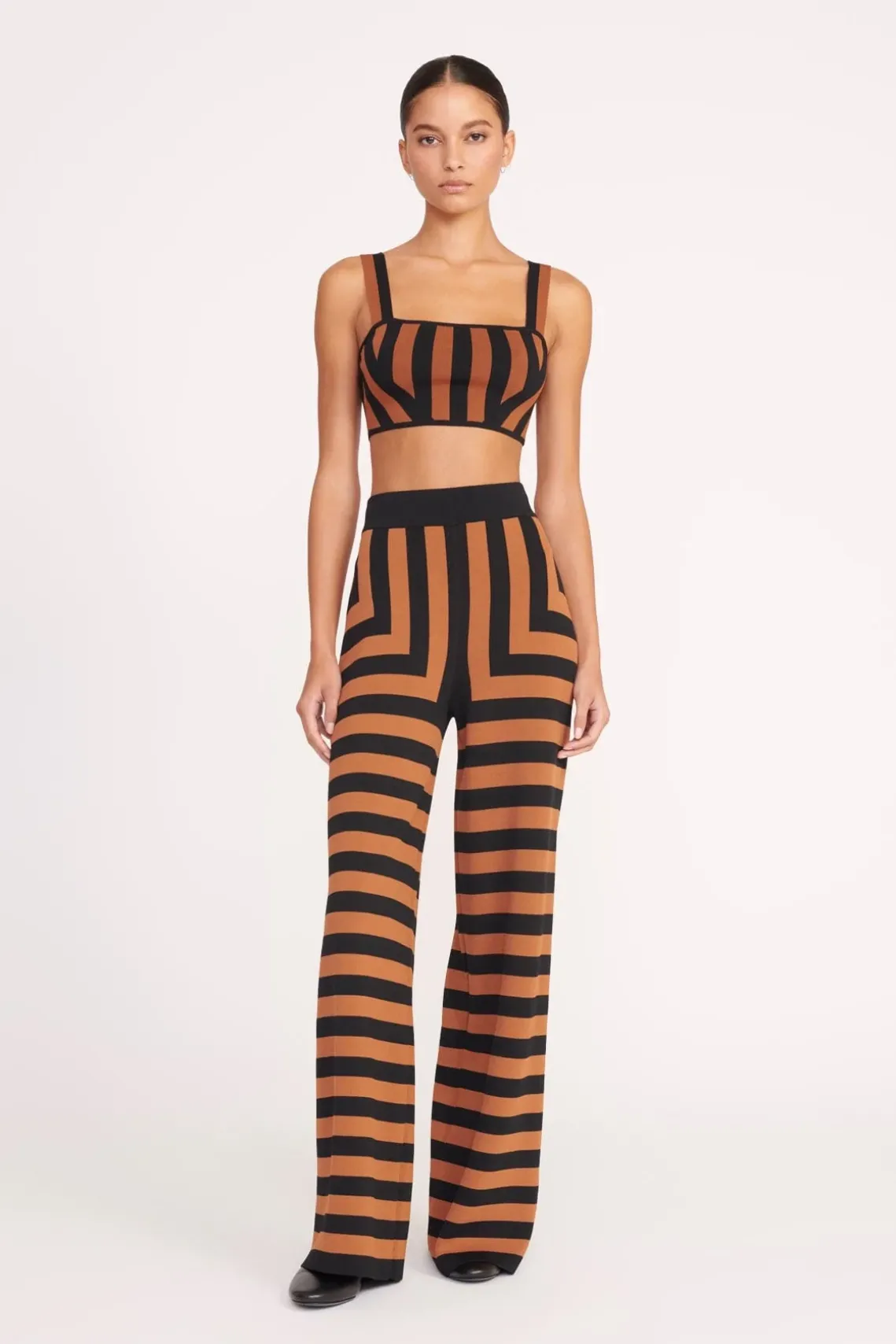 ZOLA TOP BLACK TAN SEASHORE STRIPE